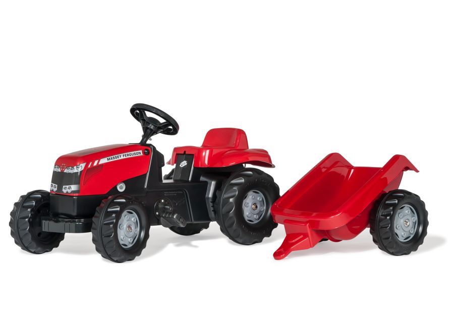 Tracteur pour enfant à pédales avec capot ouvrant et remorque x tractor