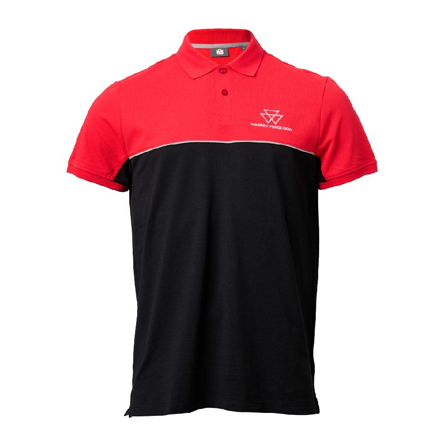 Polo bicolore rouge et noir pour homme