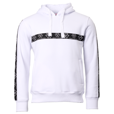 WEISSER KAPUZENPULLOVER MIT SEITENTASCHEN