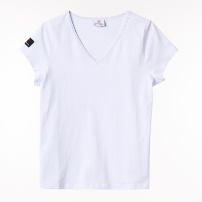 MAGLIETTA BIANCA CON SCOLLO A V DA DONNA