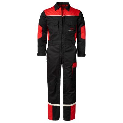 BLACK AND RED OVERALL WITH DOUBLE ZIP 