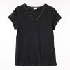 MF Women’s Black V-Neck T-Shirt - Thumbnail 