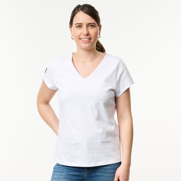 MF Women’s White V-Neck T-Shirt 3 - Zoom 3