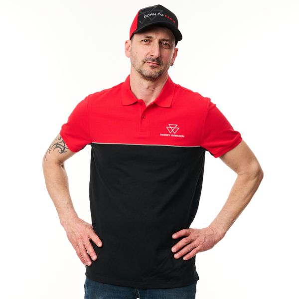 Men’s Two-Tone Red & Black Polo Shirt 5 - Zoom 3